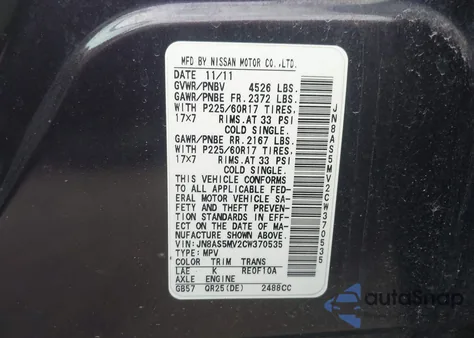 2012 Nissan Rogue Sv z USA, uszkodzony, nr VIN JN8AS5MV2CW370535